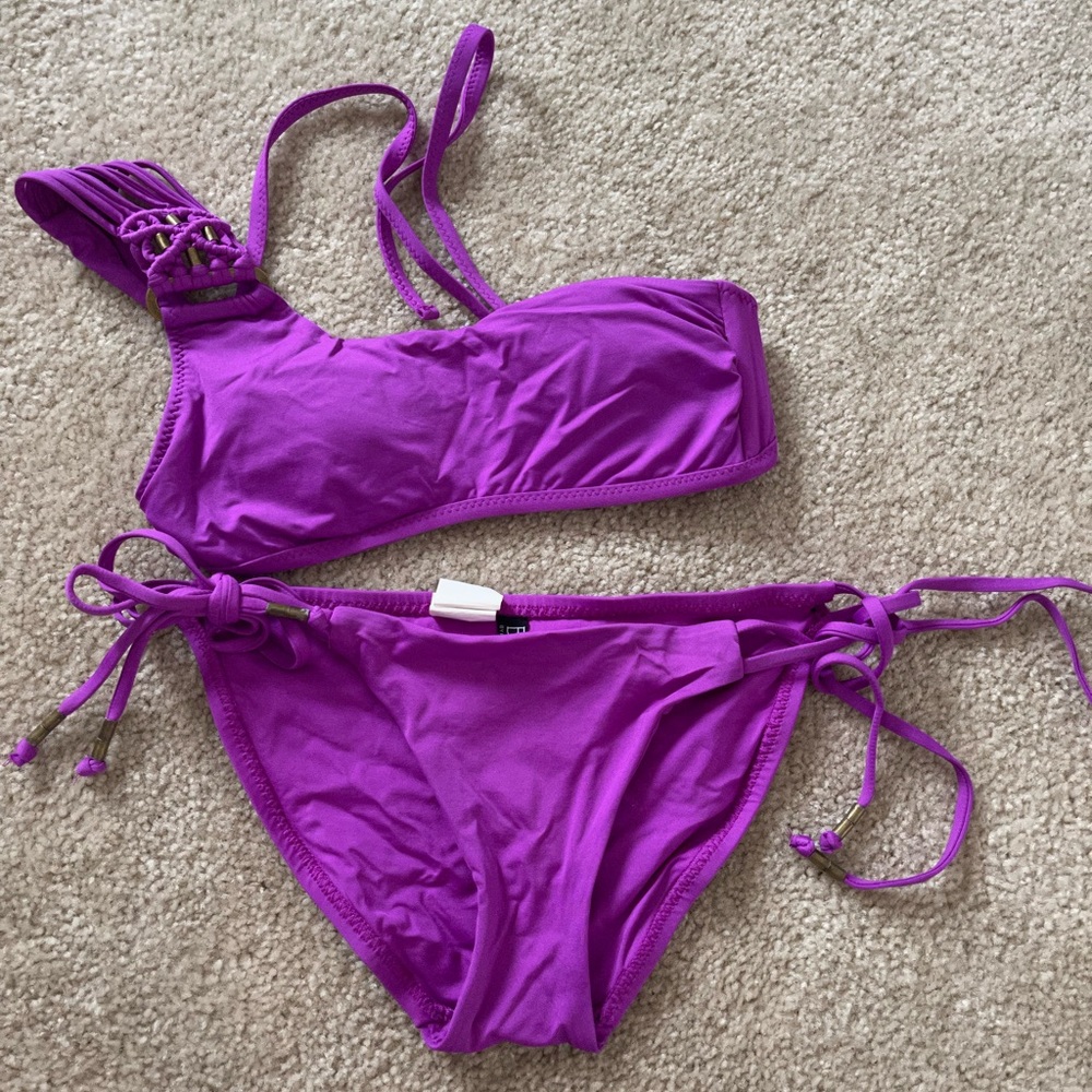 Purple one shoulder bikini